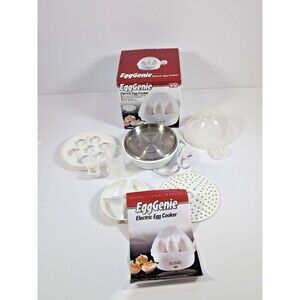 Egg Genie 7-Egg White Countertop Electric Rapid Egg Cooker with Built-In Timer